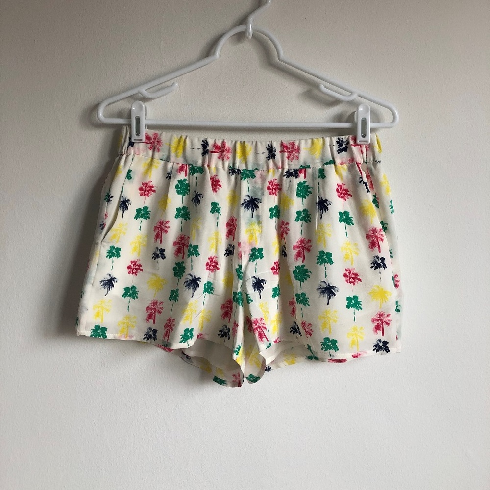 Joie Palm Tree Silk Shorts